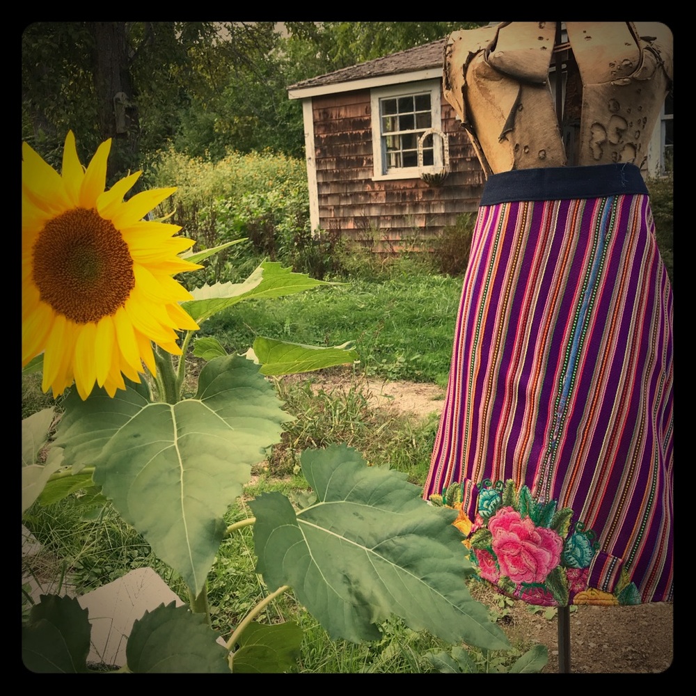 Upcycled Guatemalan huipil wrap skirt